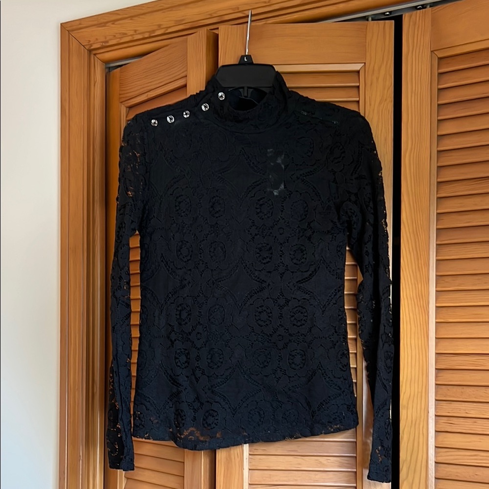 NWT Maeve by Anthropologie Elegant Black Lace Women Top